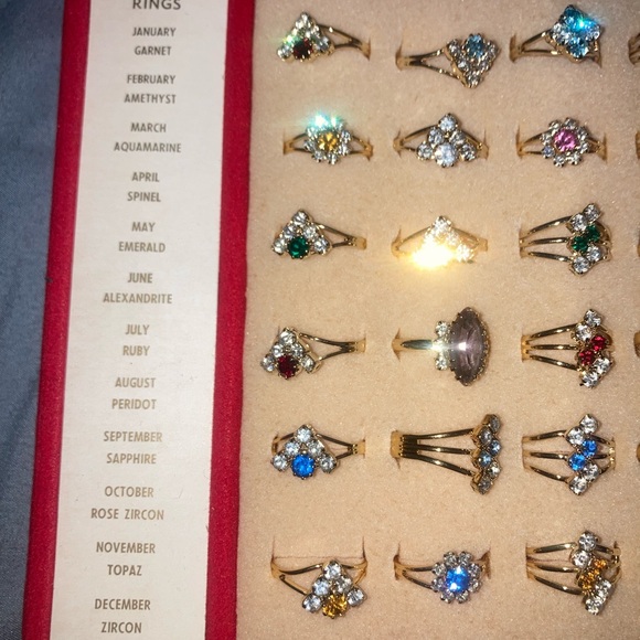 Vintage Adjustable Gold  Tone and Multicolor Birthstone Ring (pick1) - Picture 3 of 5